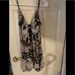 Silence + Noise Large Animal Print Cut Out Dress